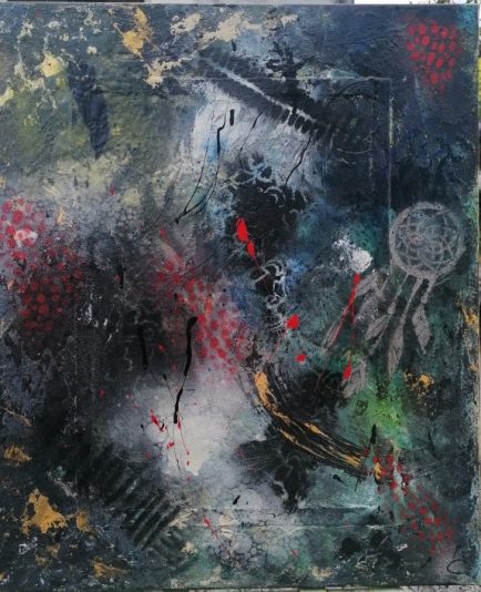 LA PAIX INTeRIEURE,tableau abstrait contemporain coloré