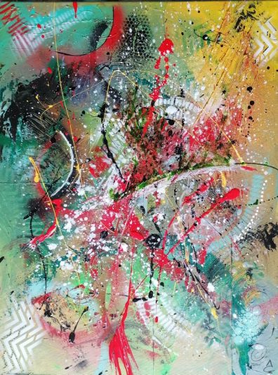 Intuition, flâner entre ses désirs, tableau abstrait contemporain coloré