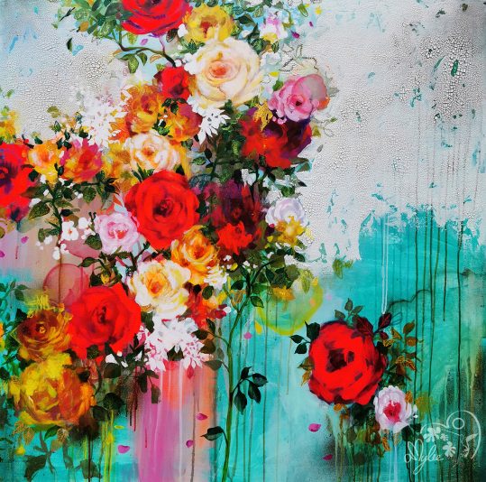 peinture abstraite fleurs amylee