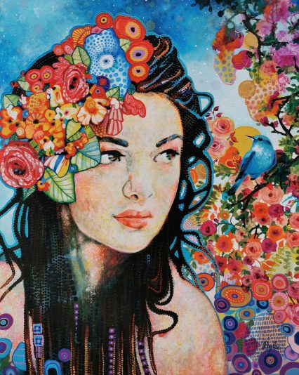 portrait peinture femme tableau couleurs amylee