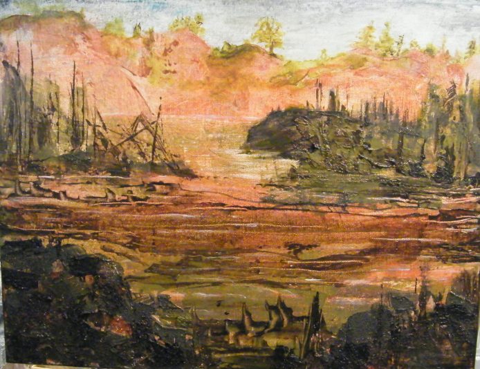 CHRISTINE LENOIR GODIN_COLINES DE CUIVRE RIVIÈRES DE CHARBON 18x14 acryltoile