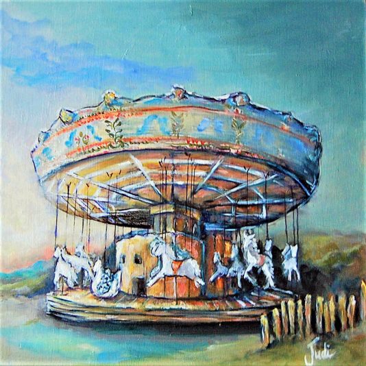 Caroussel, 12x12, huile sur bois,10-21