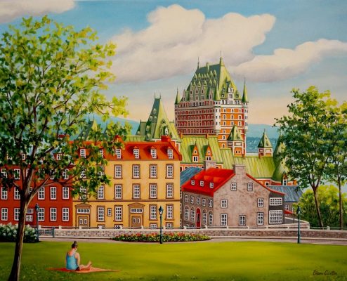 Chateau et personne assise