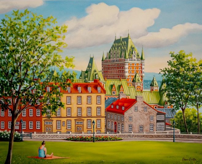 Chateau et personne assise