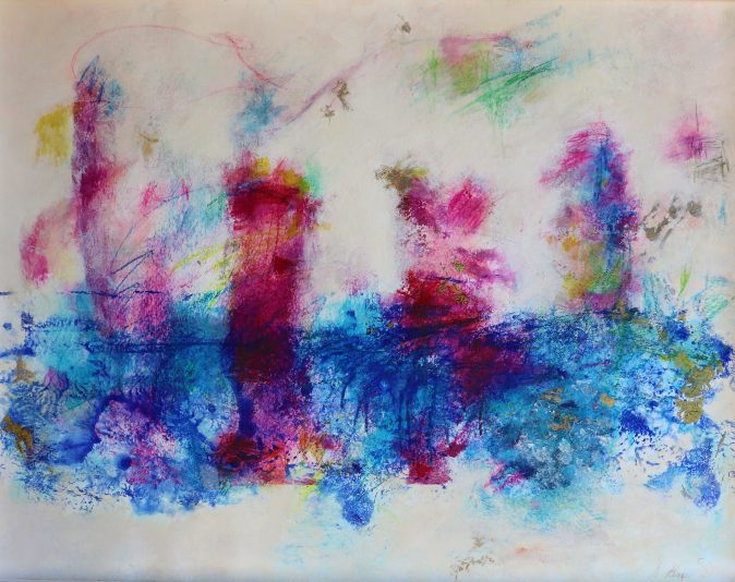 Sylvie Gaudet_Courant narratif_ 2022_Techniques mixtes sur papier_46cmX61Cm