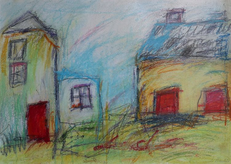 Sylvie Gaudet_Escapade rurale_2022_médiums mixtes sur papier aquarelle_39cmX54cm_
