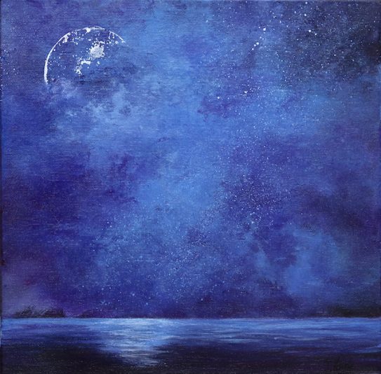 Johanne Kourie Bleue lactée:Milky Blue Acrylique 12x12 2022 copie