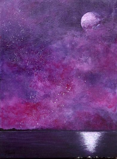 Johanne Kourie La face cachée de la lune:Dark side of the moon Acrylique 16x12 2022