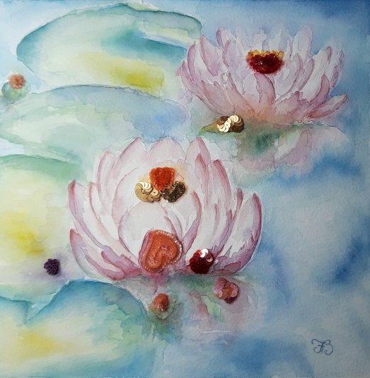 Coeur de Nénuphar 30x30cm 110 euros Naoual FURET