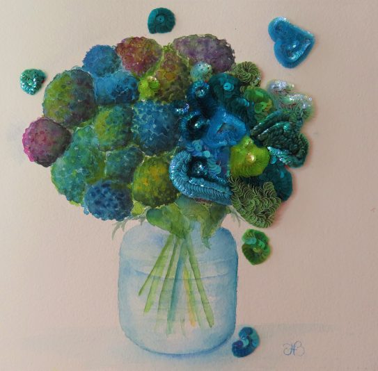 Hortensia en coeurs 30x30cm 170 euros Naoual FURET