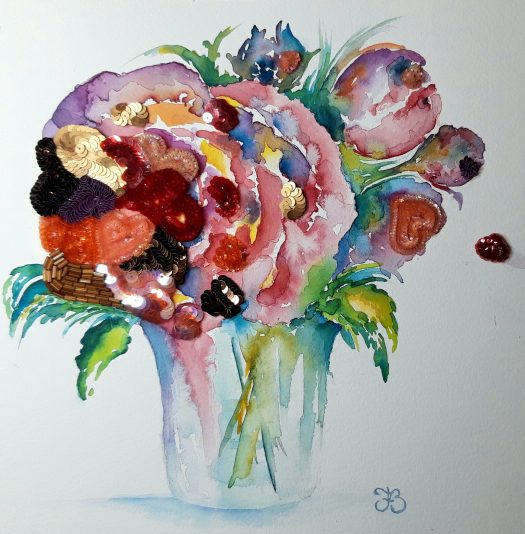 Pivoines en coeurs 30x30cm 170 euros Naoual FURET
