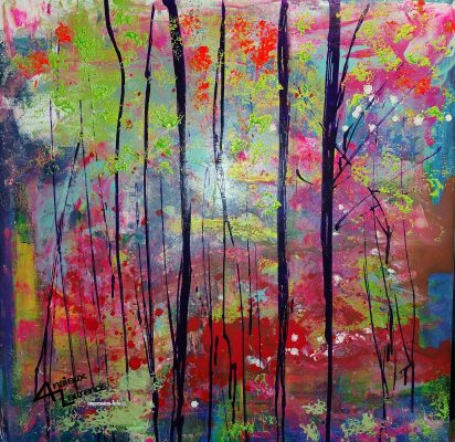 arbre abstrait fluo avec logo