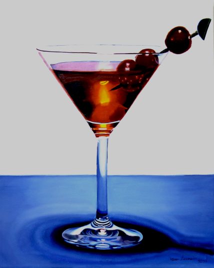 Manon Germain, Coupe de cerises, huile sur toile, 20"x16"
