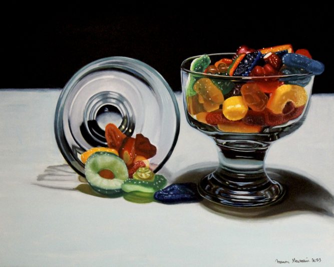 Manon Germain, Sweets in cups, huile sur toile , 20"x16"