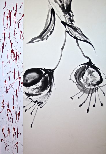Carnivore-100X140-2016-Encre de Chine sur papier Xuan marouflé sur toile et acrylique