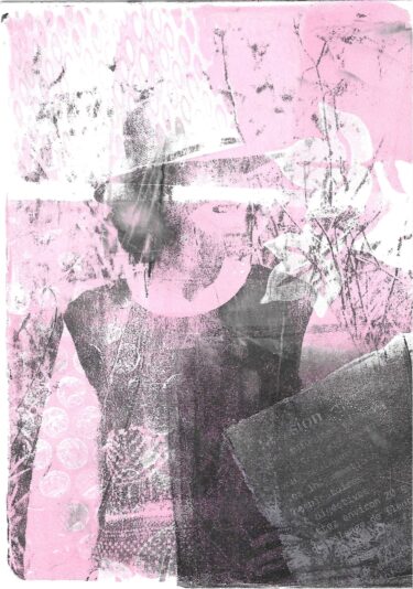 La dame en rose monotype 5 x 7