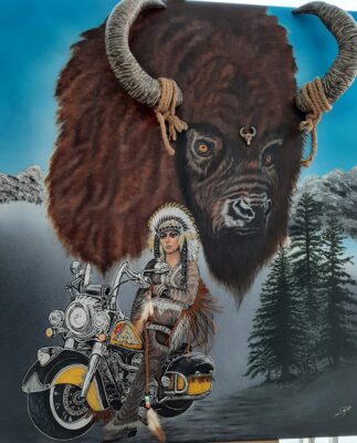 L'indienne sur sa moto 1
