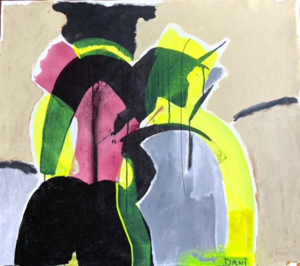 Daniel Tremblay Memory from Tokyo- ink and acrylic on canvas 24 x 28 inch. 750.00