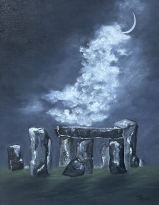Johanne Kourie Stonehendge sous la lune:Stonehendge under the moon Huile 18x14 2024