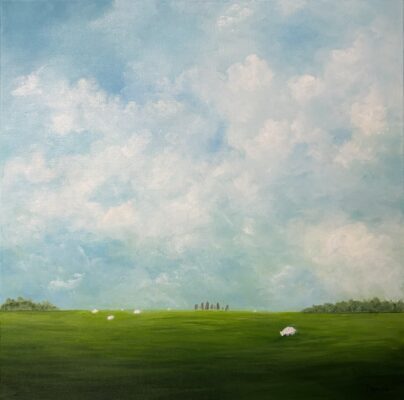Johanne Kourie Paysage bucolique-Bucolic landscape 20x20 Acrylique 2024