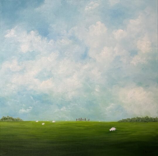 Johanne Kourie Paysage bucolique-Bucolic landscape 20x20 Acrylique 2024