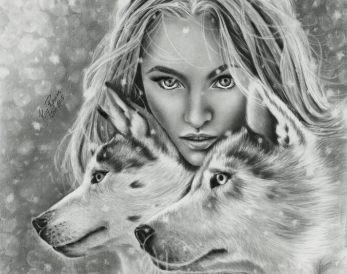 Femme et loups