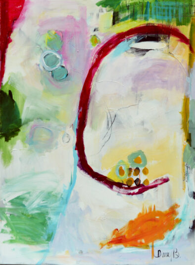 Annybisson-Rouge et vert-36x48po-acrylique pastelsec-1200$