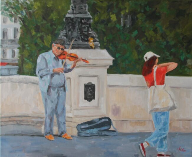 Le Violoniste du Pont-Neuf à Paris, Mus.Monde N°3, hst, 60x73cm, 600€