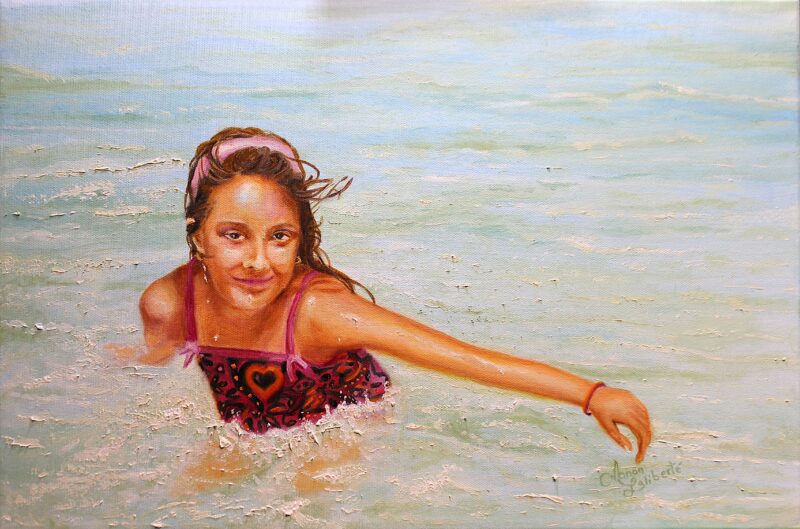 Manon Laliberté_Lyly à la mer_Huile_12X18