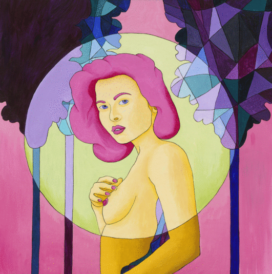 Songe Rose, 2025. Acrylique sur toile. 36 x 36 pouces.