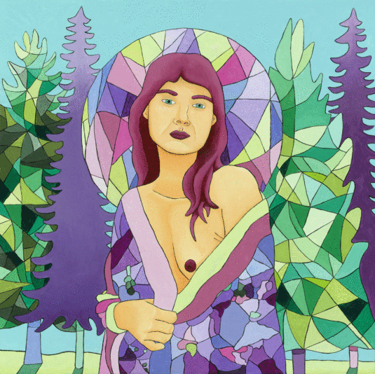 Nymphe des bois, 2025.Acrylique sur toile. 36