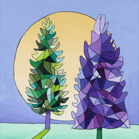 Duo onirique, 2024. Acrylique sur toile. 24 x 24 pouces.