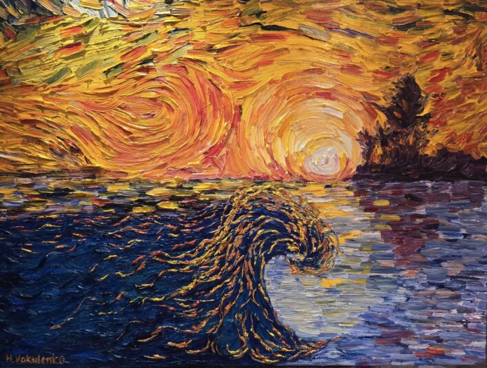 Halyna Vakulenko 2025-07 'The Nobel Vawe' 36 x 48 inches oil on canvas