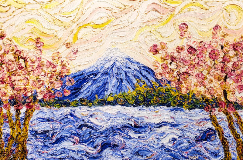 Halyna Vakulenko 2024-03 'Fuji en Fleurs' Collection 'Japon' 24x36 inch Giclé Palm Spring