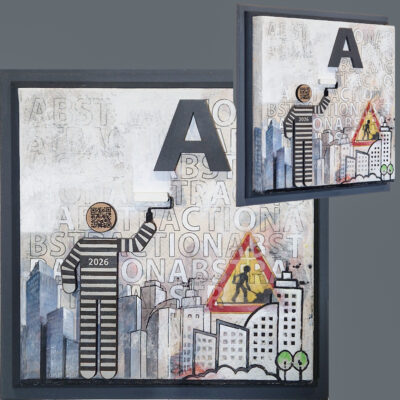 Réseaux_double présentation_Abécédaire Mécaniques Sociales-A-01-Acrylique et bois découpé et peint en relief sur support paiers marouflés-30x30cm-2026