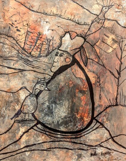 6 - 2025 - Marco Henrie - Mémoire Sauvage - Acrylique, encre et marqueur sur papier 14 x 11 - 2025 - 2