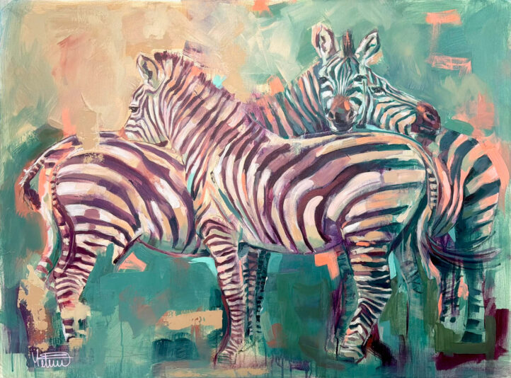 Synergie -Peinture contemporaine zèbres par Mélisss