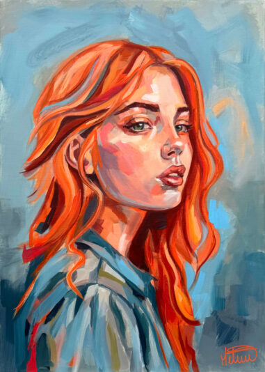 Red is a Mood - peinture contemporaine femme par Mélisss