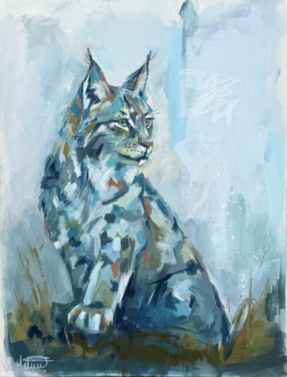 Prise - peinture contemporaine lynx par Mélisss