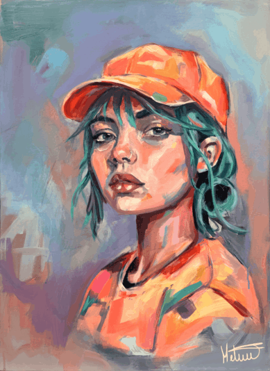 Quiet Loud - peinture contemporaine femme par Mélisss