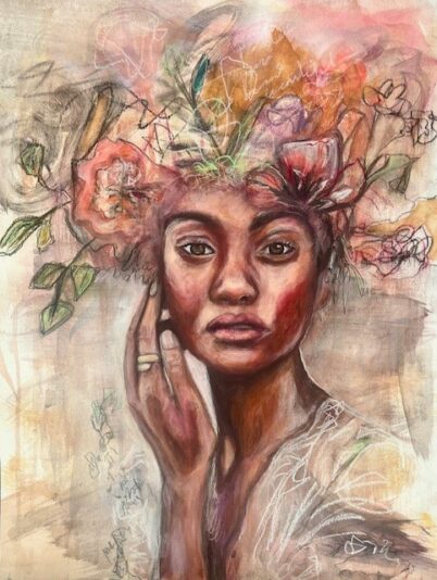 D.Ju Dame nature 18'' X 24'' mix média 450$