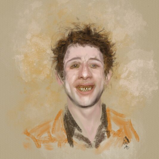 SonyaDeschamps-Goldensmile-ShaneMacGowan-12x12-mixtmedia-250CAD
