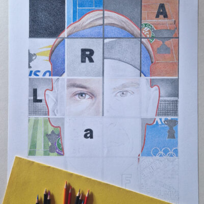 Nadal-Portrait-préparation-crayons de couleurs - 60x40cm